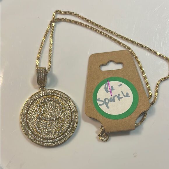 Gold and Silver Round Pendant Necklace - Picture 1 of 3